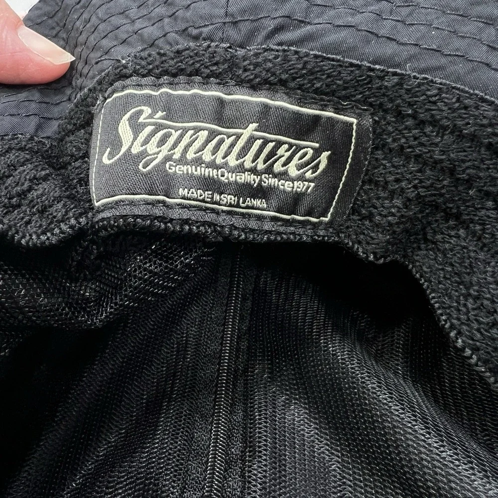 Vintage Signature Multiguard Bucket Hat Black Nylon Hidden Zip Pocket Outdoor